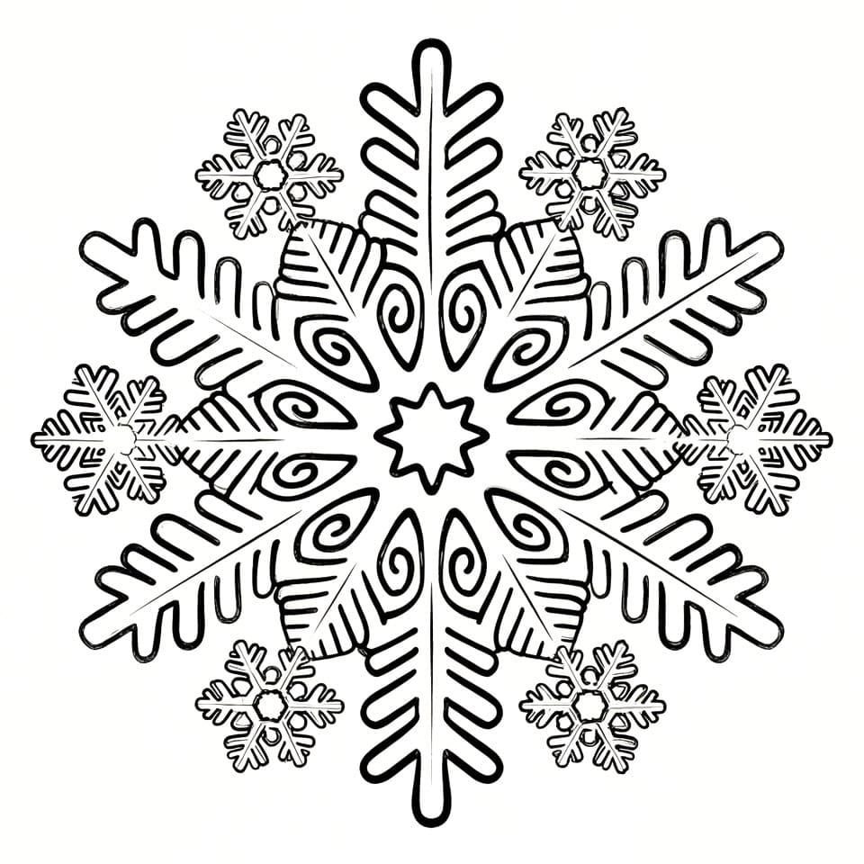 Coloriage Mandala: Flocon de neige attrayant Mandalas