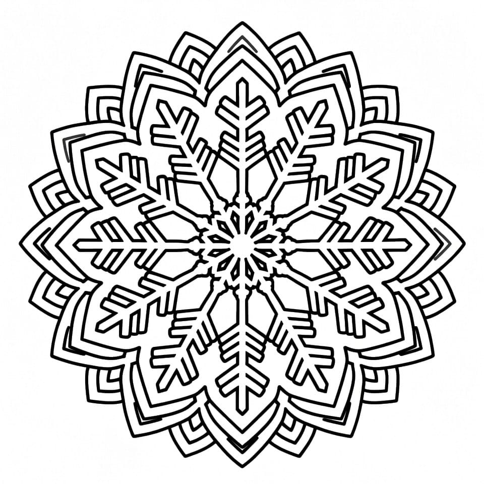 Coloriage Mandala: Flocon de neige brillant Mandalas