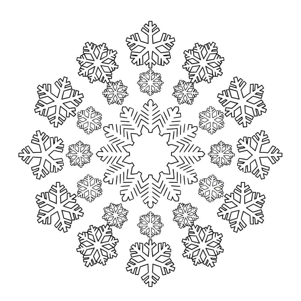 Coloriage Mandala: Flocon de neige d'hiver Mandalas