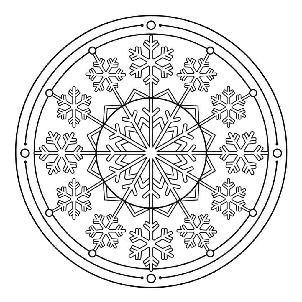 Coloriage Mandala: Flocon de neige imprimable Mandalas