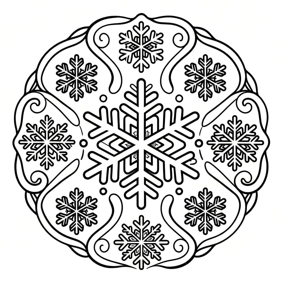 Coloriage Mandala: Flocon de neige Magnifique Mandalas