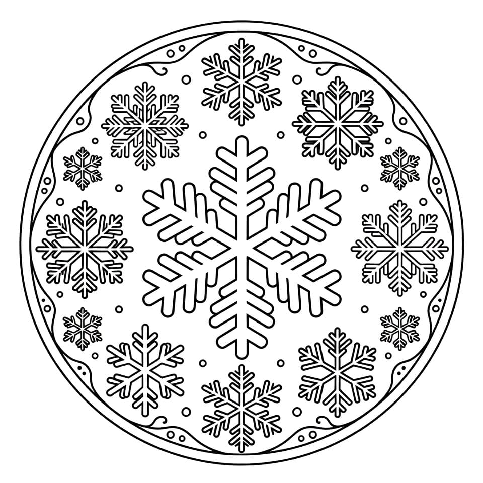 Coloriage Mandala: Flocon de neige parfait Mandalas