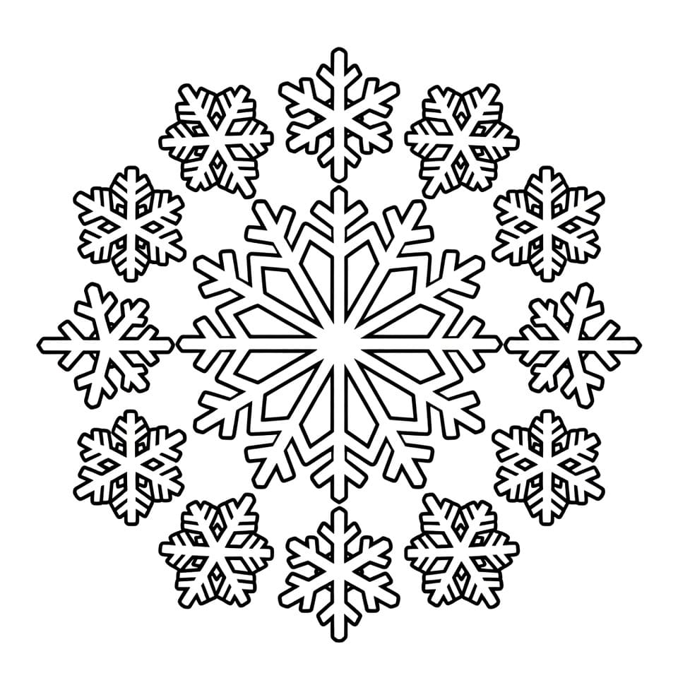 Coloriage Mandala: Flocon de neige simple Mandalas