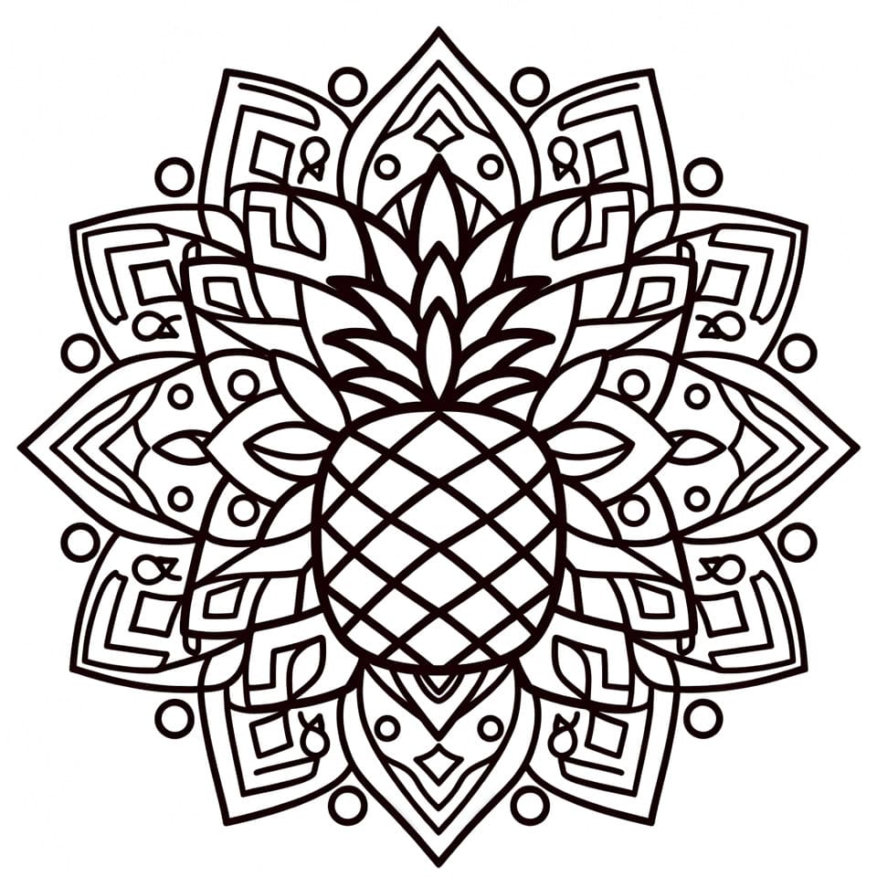 Coloriage Mandala: Gratuit ananas Mandalas