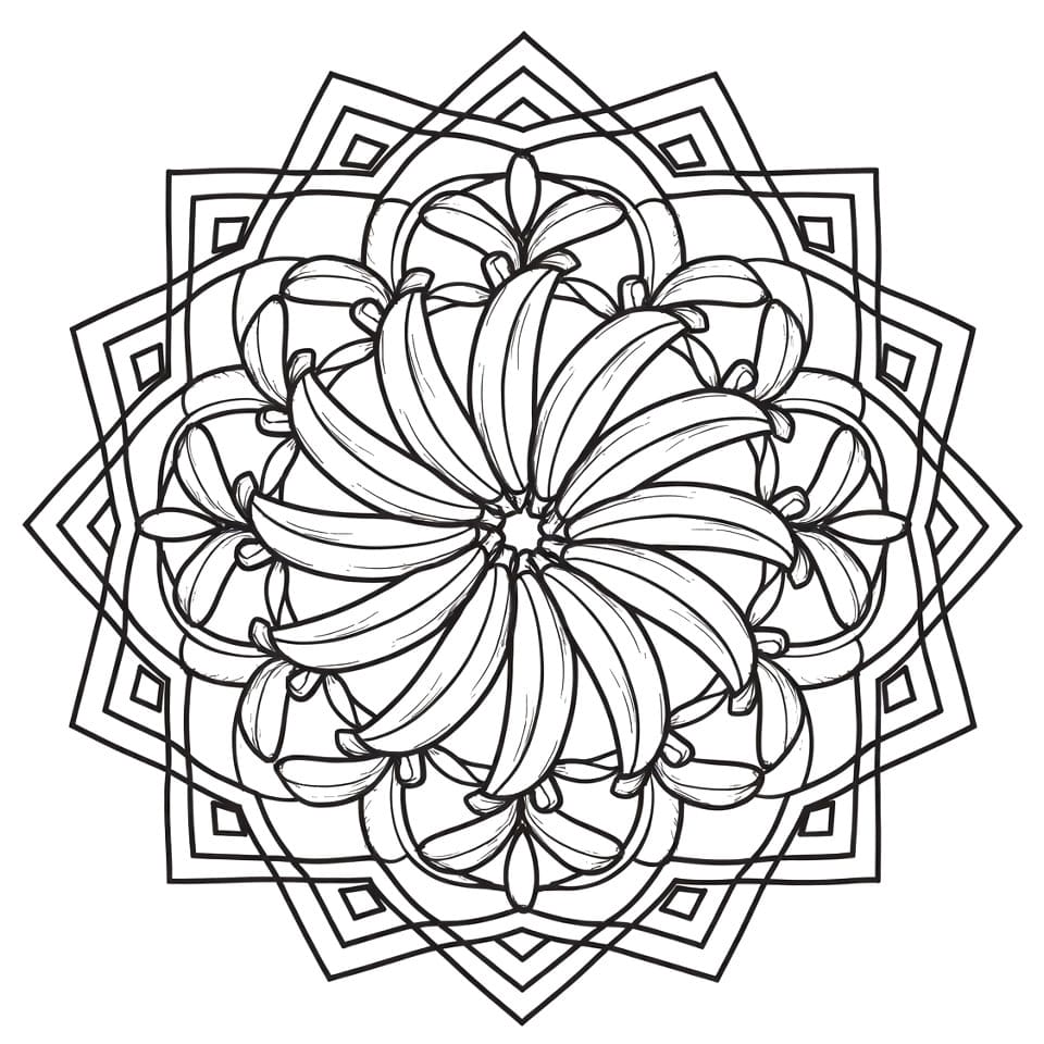 Coloriage Mandala: Gratuit bananes Mandalas