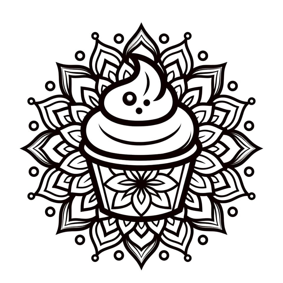 Coloriage Mandala: Gratuit Cupcake Mandalas