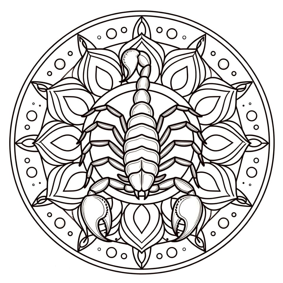 Coloriage Mandala: Gros Scorpion Mandalas