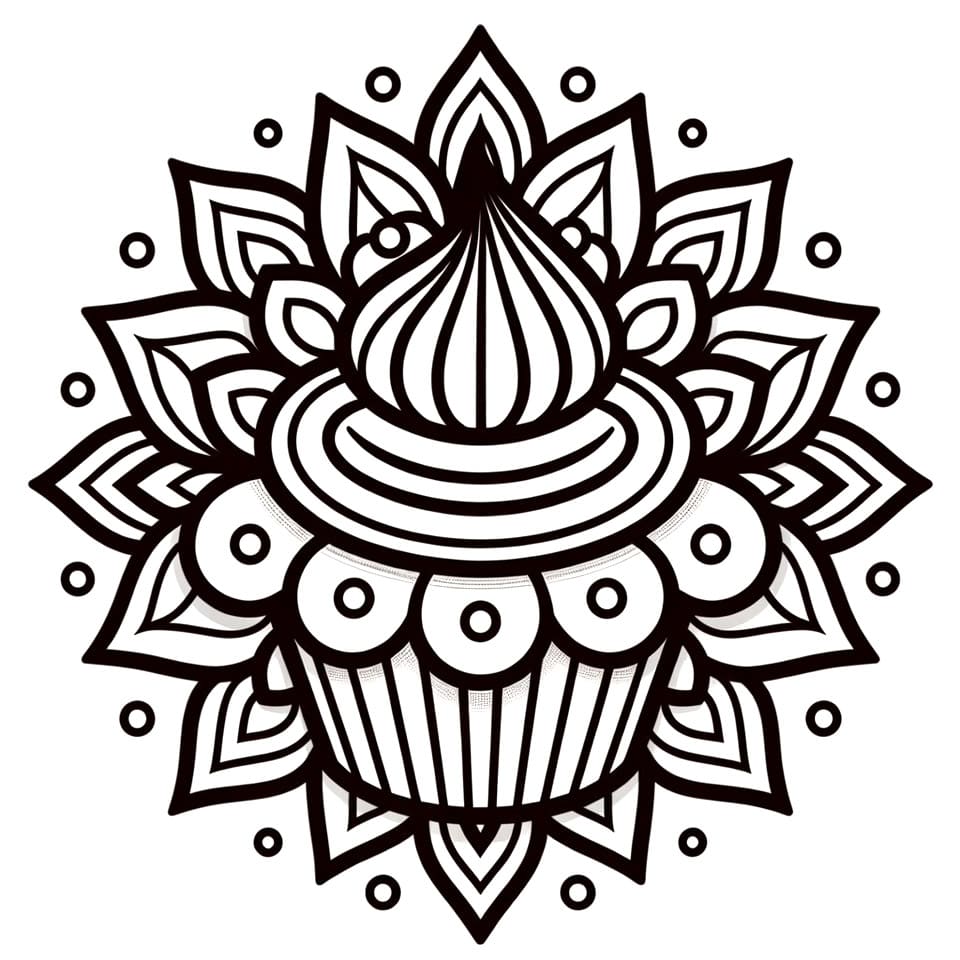 Coloriage Mandala: Joli Cupcake Mandalas