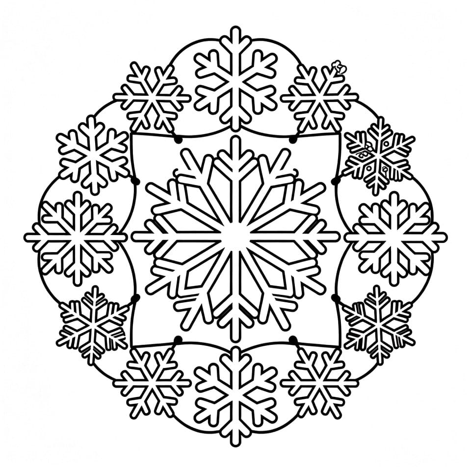 Coloriage Mandala: Magnifique flocon de neige Mandalas