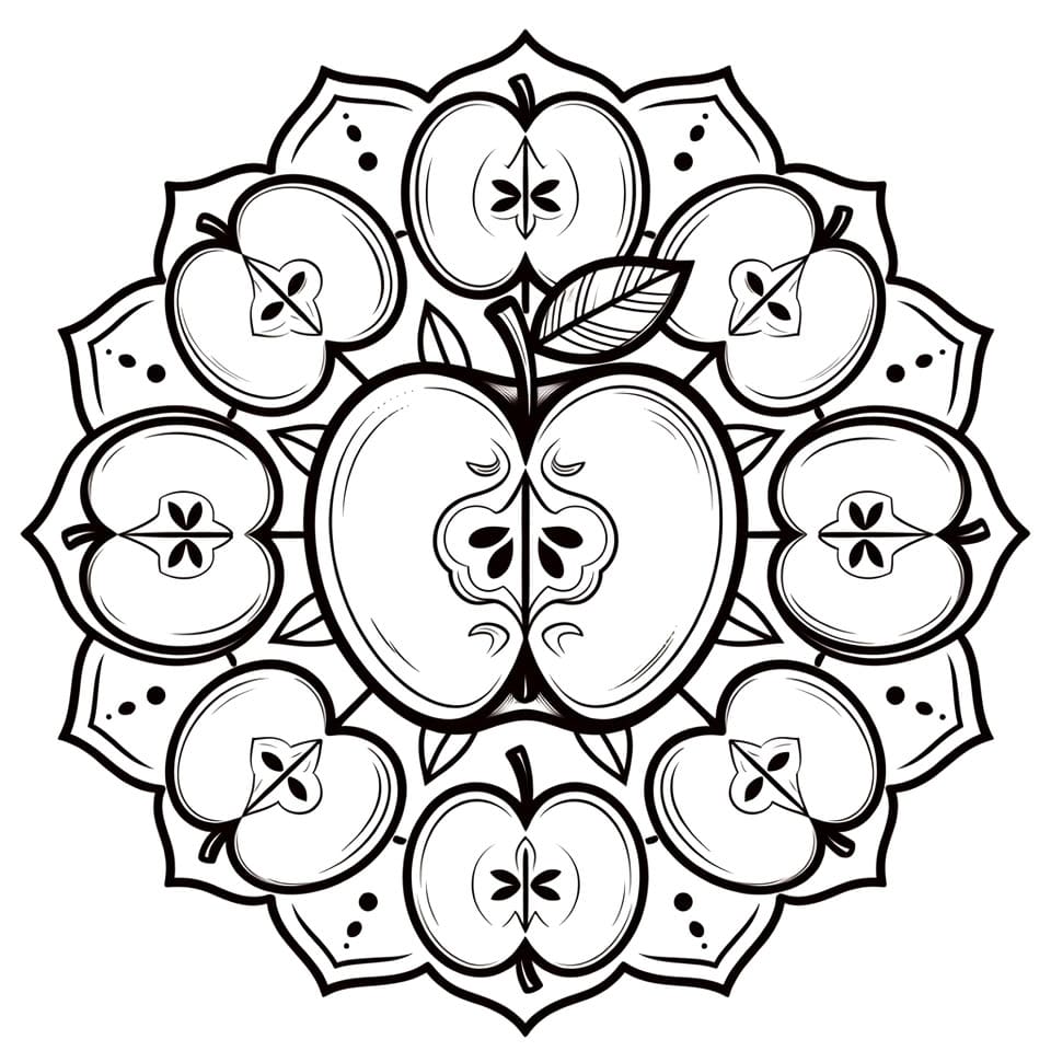 Coloriage Mandala: Merveilleuses pommes Mandalas