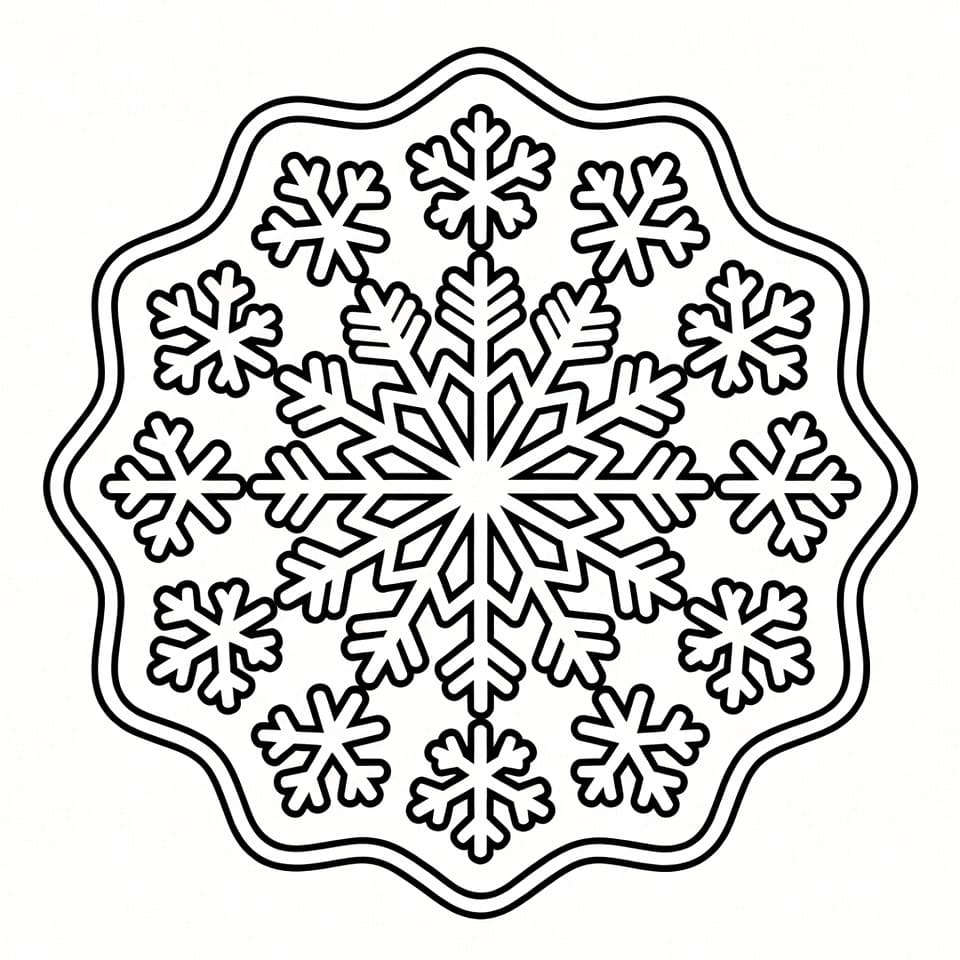 Coloriage Mandala: Mignon flocon de neige Mandalas