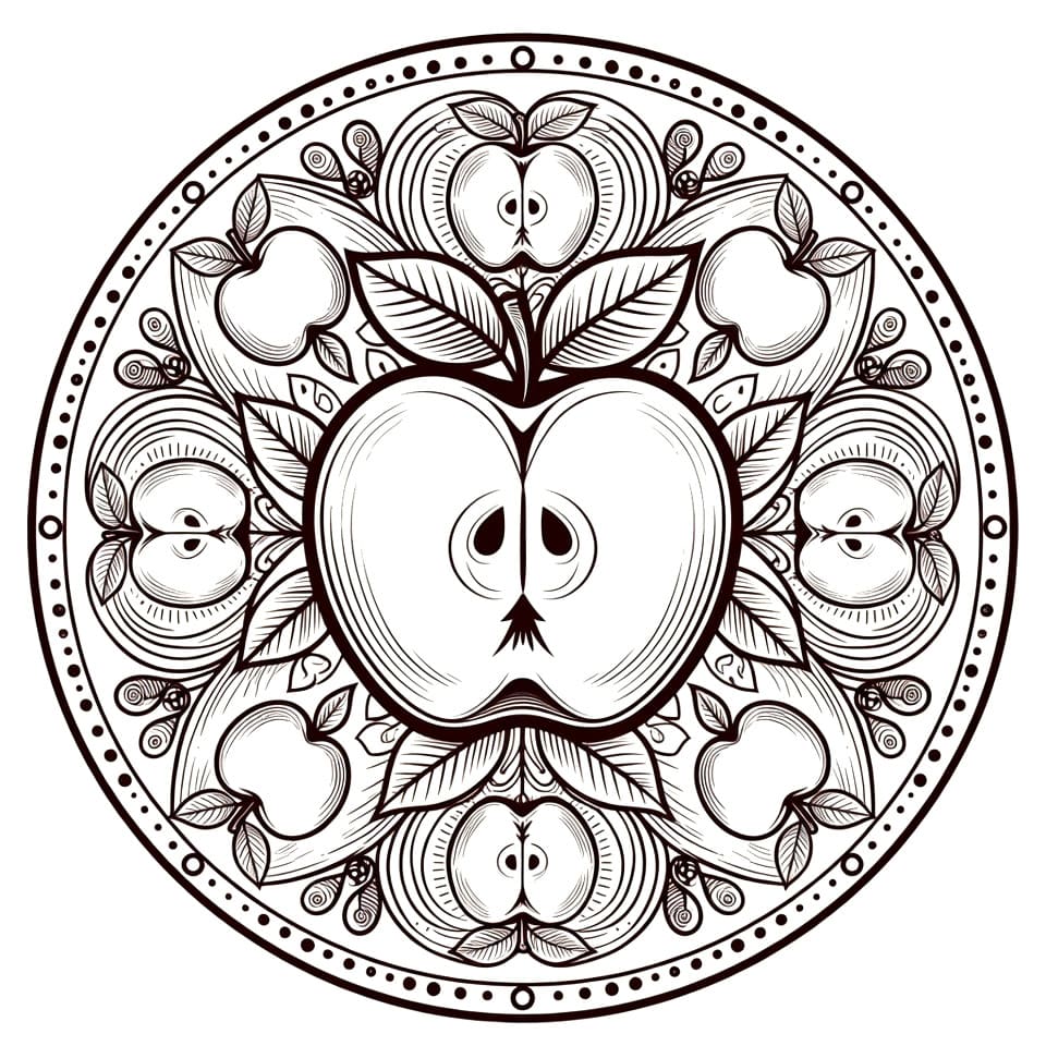 Coloriage Mandala: Pommes dur Mandalas