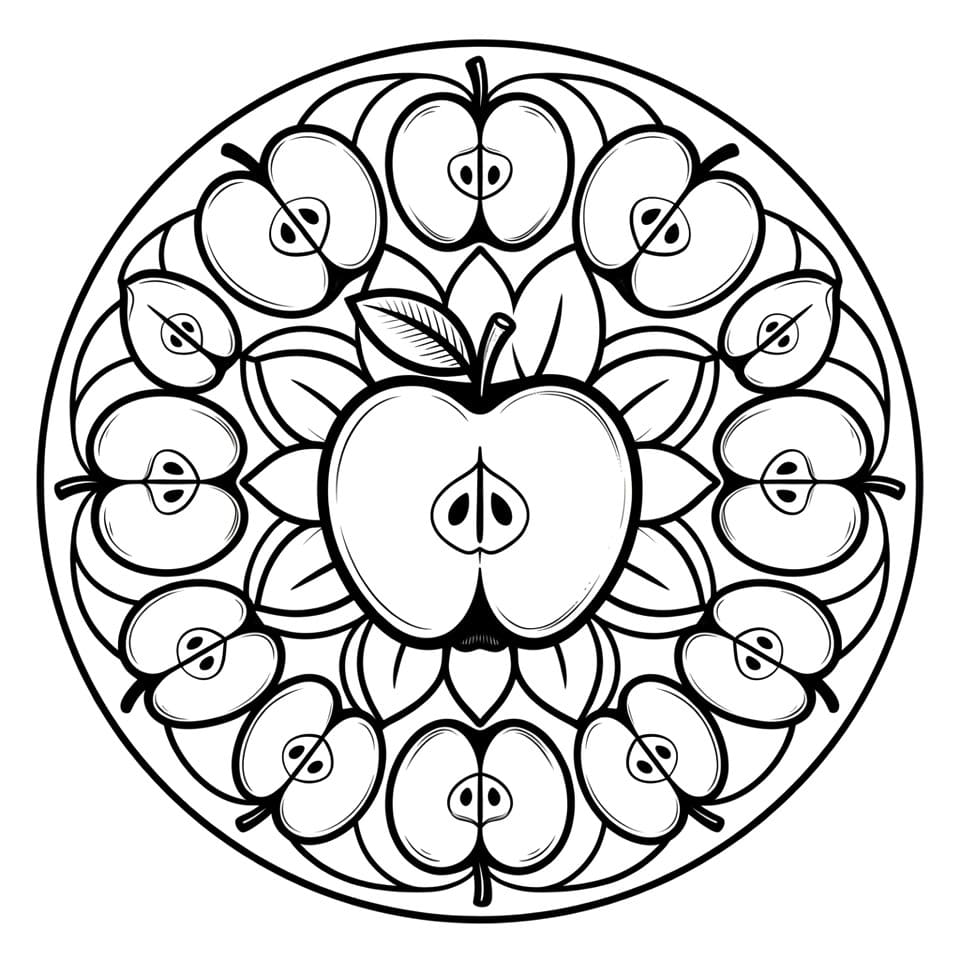 Coloriage Mandala: Pommes fruitées Mandalas