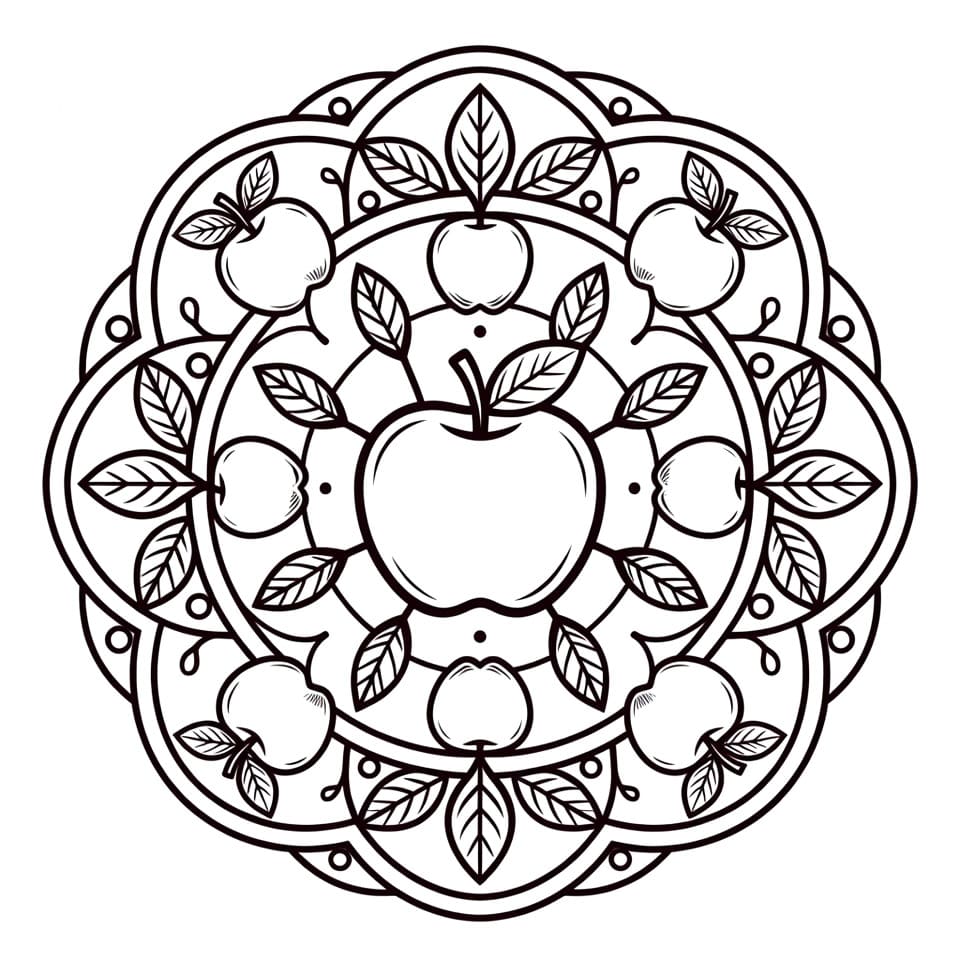 Coloriage Mandala: Pommes géniales Mandalas