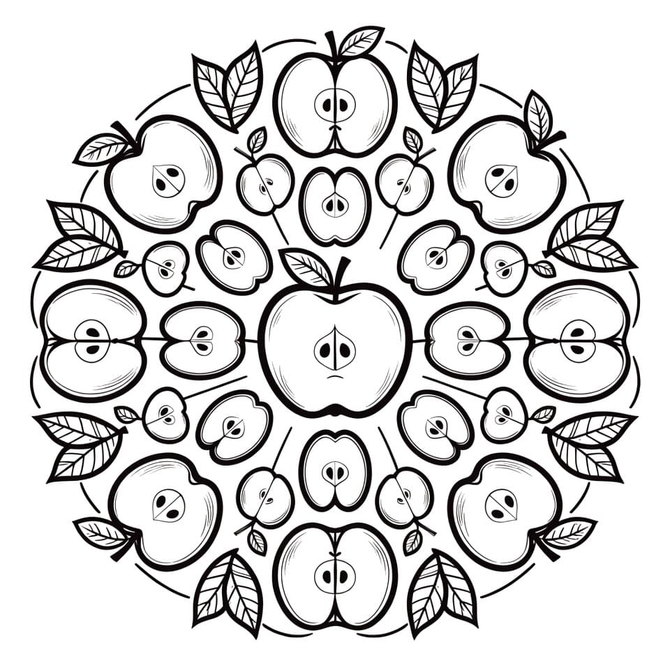 Coloriage Mandala: Pommes gratuit Mandalas