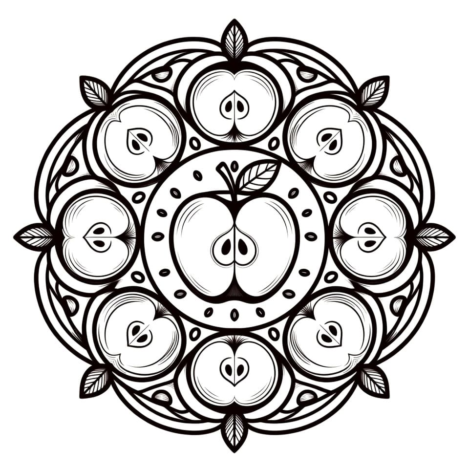 Coloriage Mandala: Pommes imprimable Mandalas