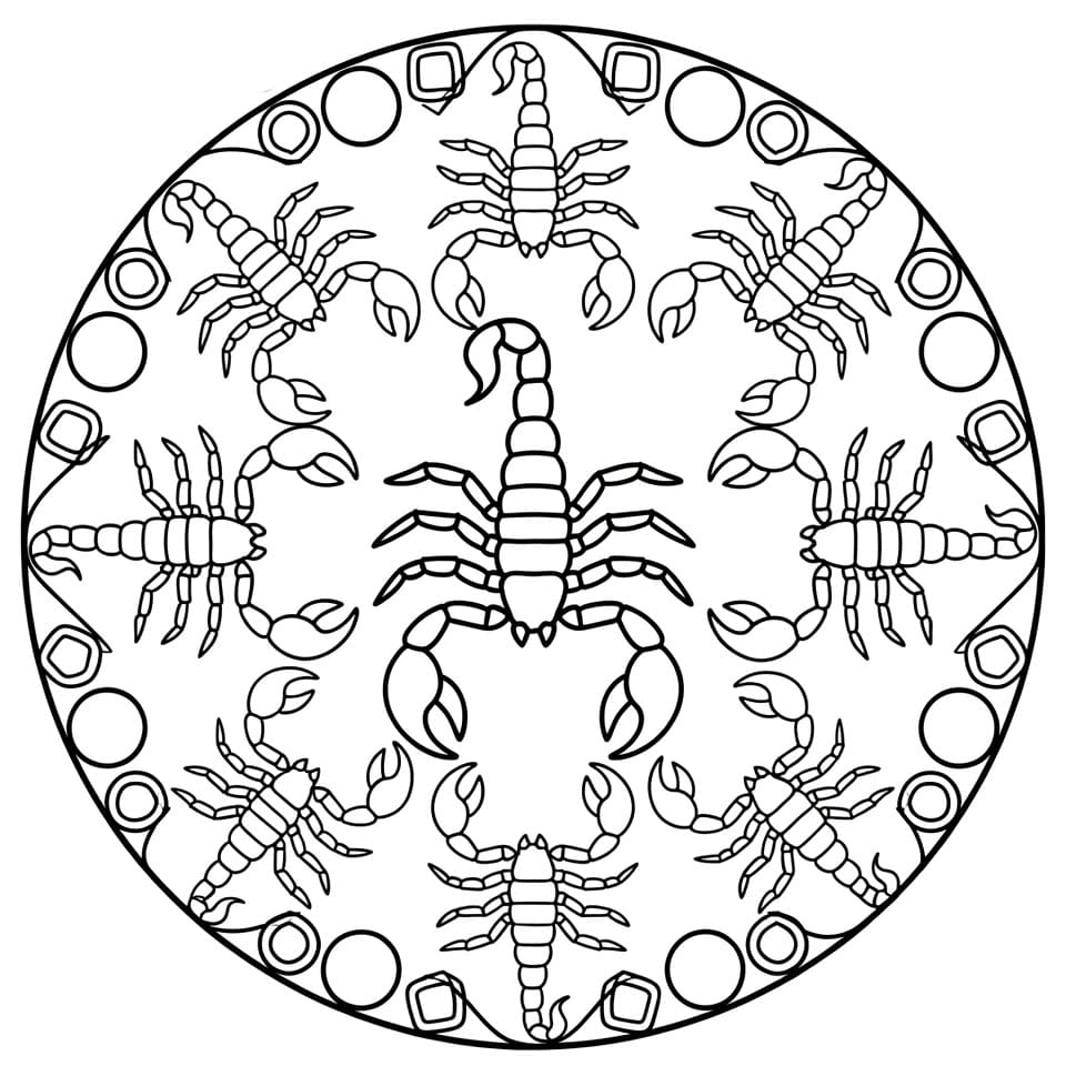 Coloriage Mandala: Scorpion basique Mandalas
