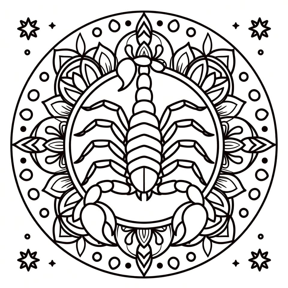 Coloriage Mandala: Scorpion incroyable Mandalas