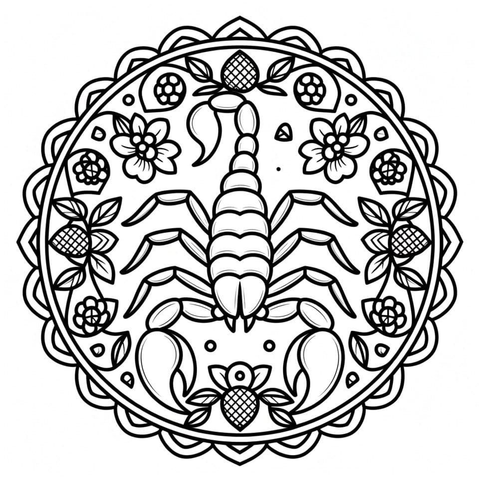 Coloriage Mandala: Scorpion pour enfants Mandalas