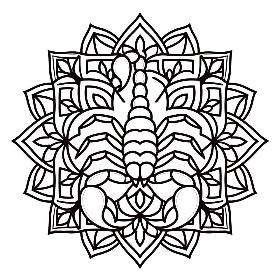 Coloriage Mandala: Scorpion simple Mandalas