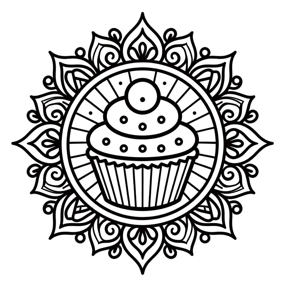 Coloriage Mandala: Simple Cupcake Mandalas