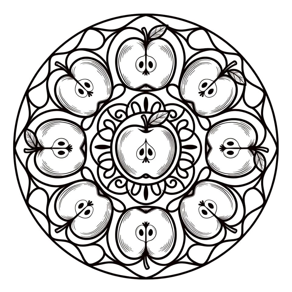 Coloriage Mandala: Simples pommes Mandalas