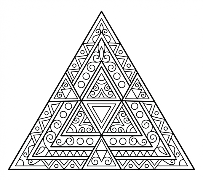 Coloriage Mandala: Art de méditation du triangle Mandalas