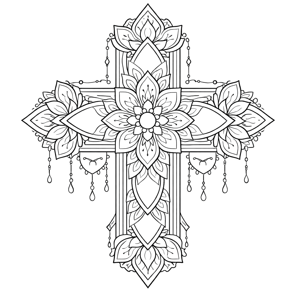 Coloriage Mandala: Belle croix Mandalas