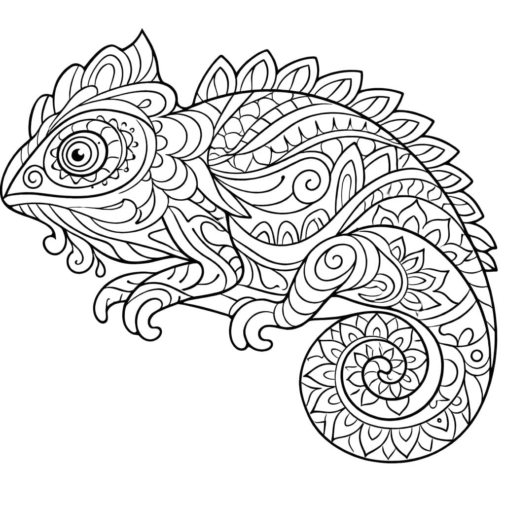 Coloriage Mandala: Caméléon abstrait Mandalas