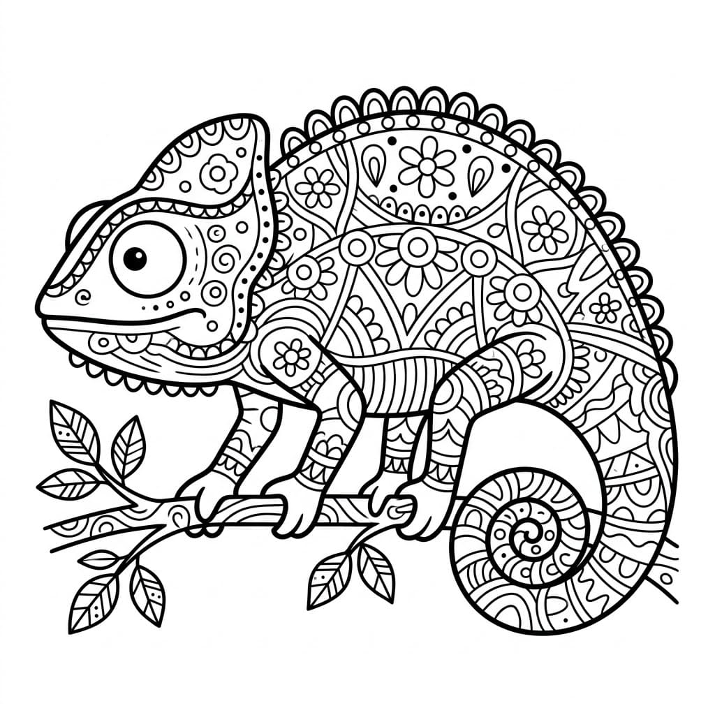 Coloriage Mandala: Caméléon gratuit Mandalas