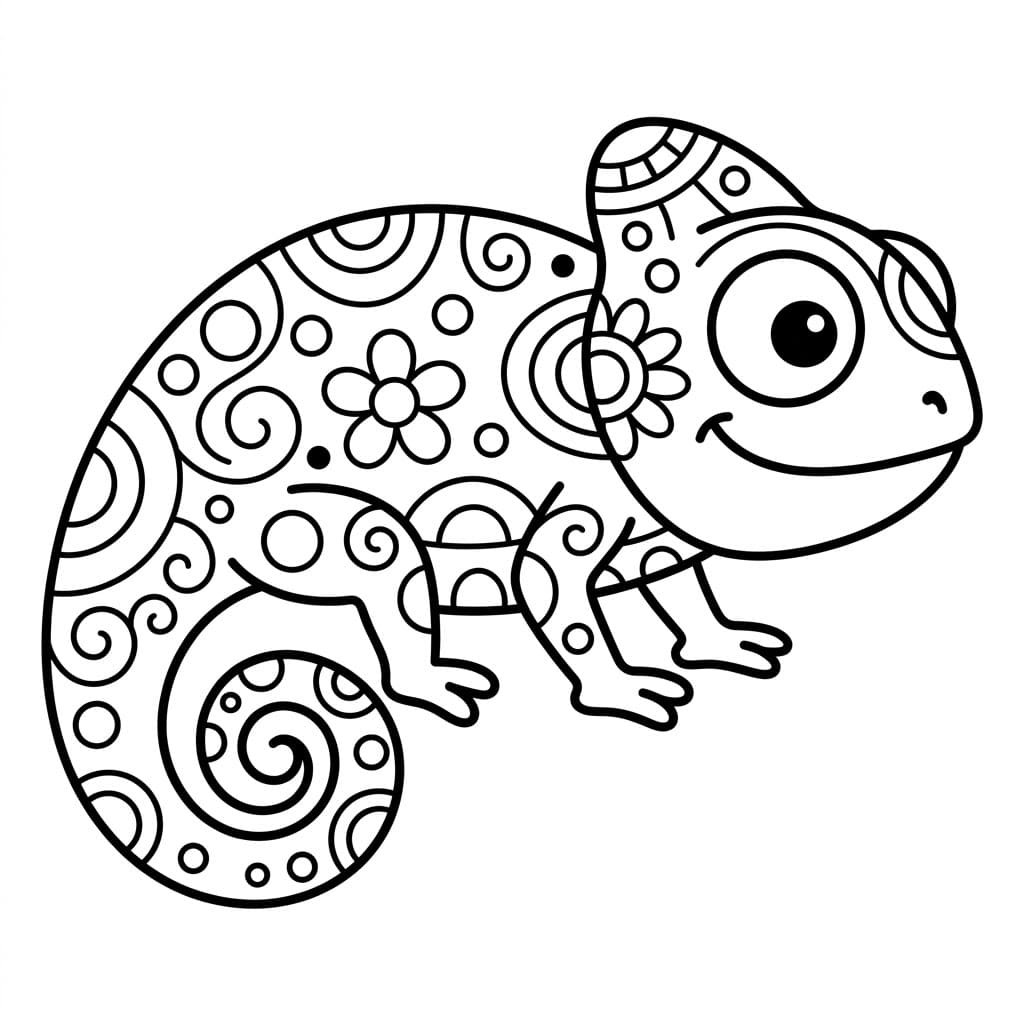 Coloriage Mandala: Caméléon pour enfants Mandalas