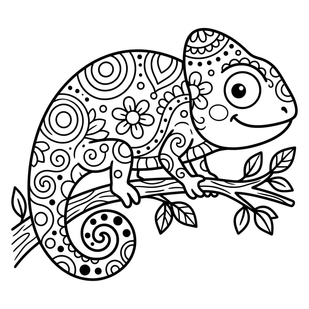 Coloriage Mandala: Caméléon simple Mandalas