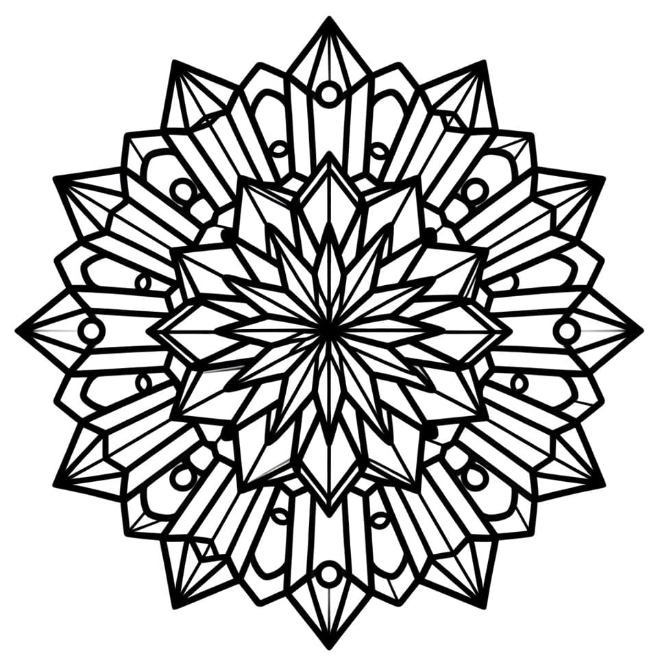 Coloriage Mandala: Cristal compliqué Mandalas