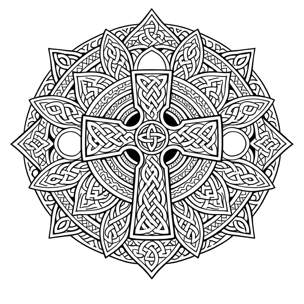 Coloriage Mandala: Croix celtique nouée Mandalas