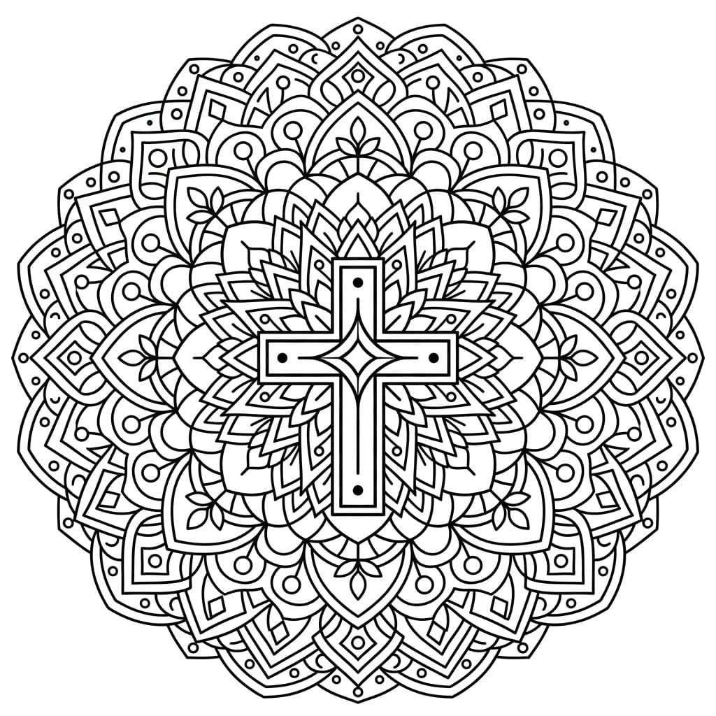 Coloriage Mandala: Croix chrétienne Mandalas