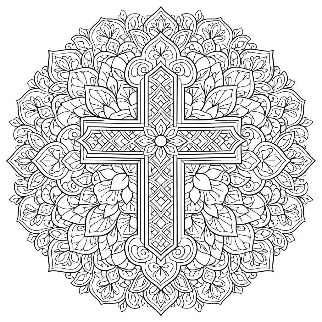 Coloriage Mandala: Croix complexe Mandalas