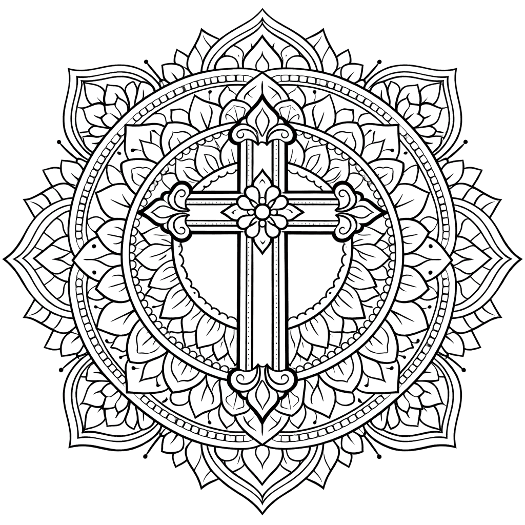 Coloriage Mandala: Croix compliqué Mandalas