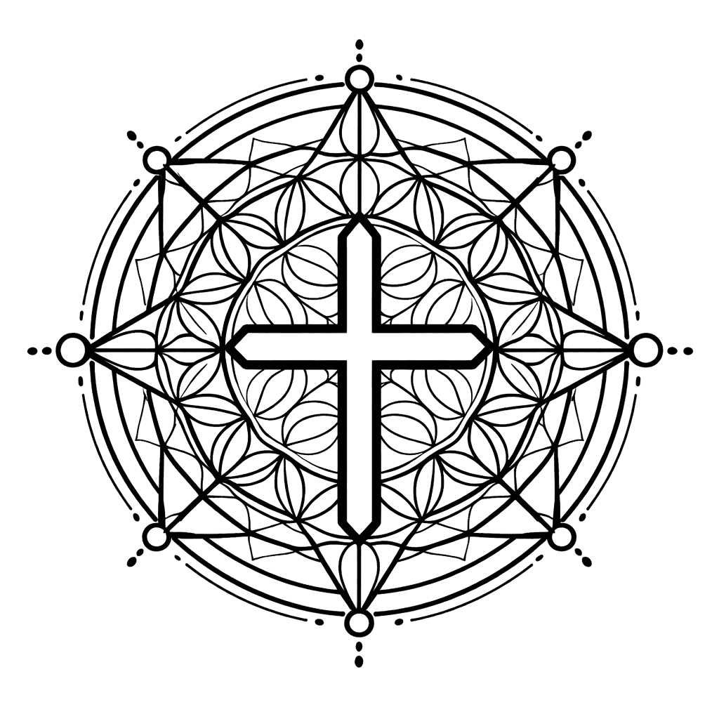 Coloriage Mandala: Croix géométrique Mandalas