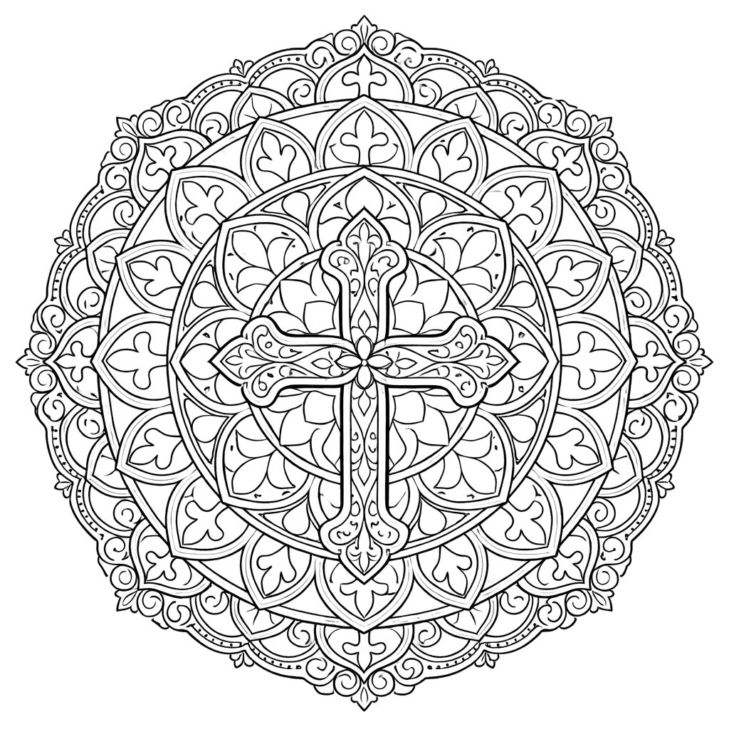 Coloriage Mandala: Croix gothique Mandalas
