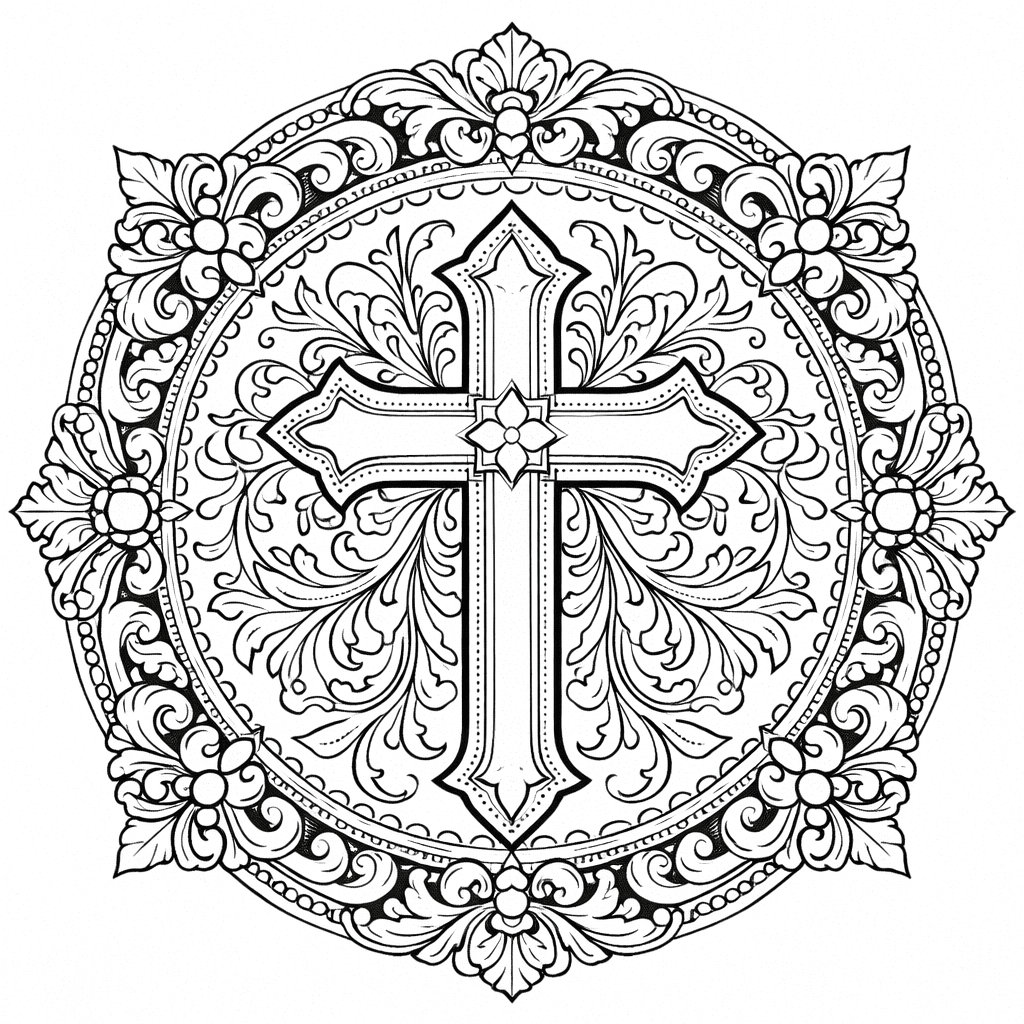 Coloriage Mandala: Croix vintage Mandalas