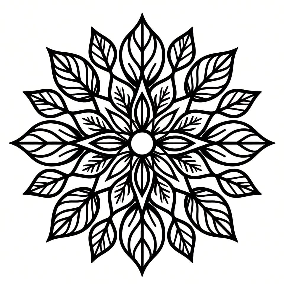 Coloriage Mandala: Facile Feuilles Mandalas