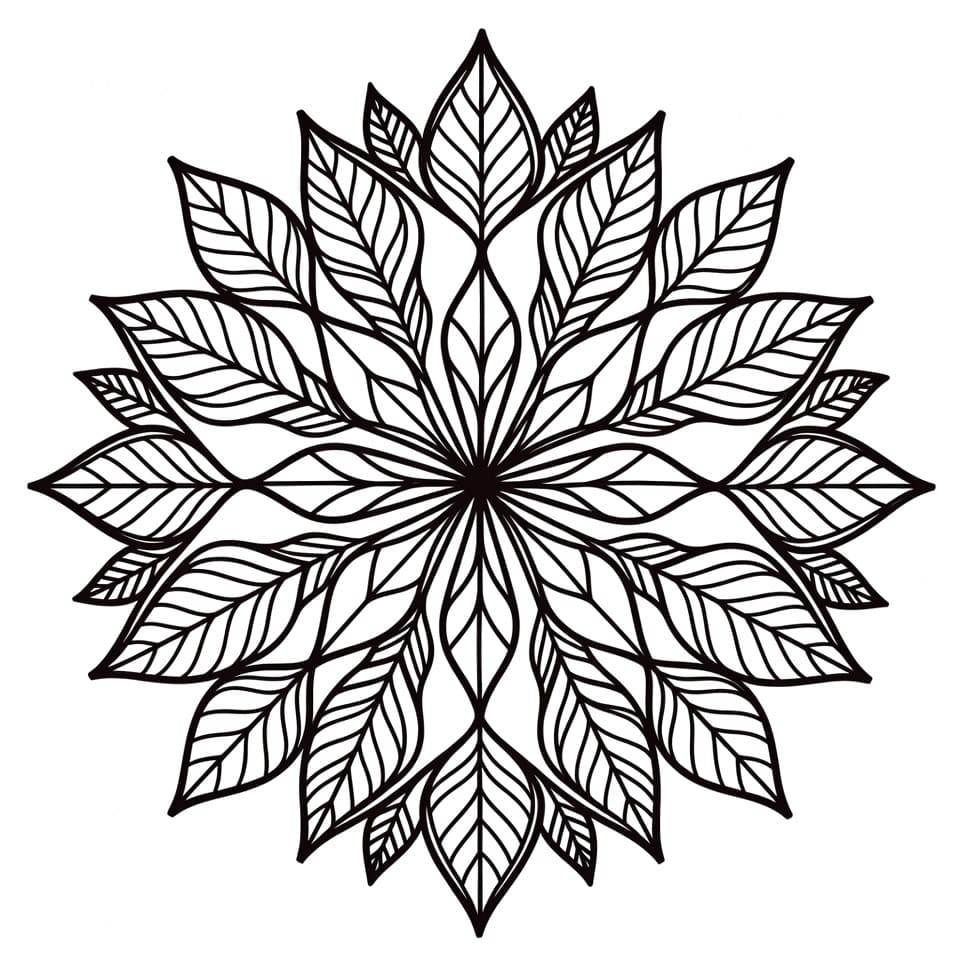 Coloriage Mandala: Feuilles d'automne Mandalas