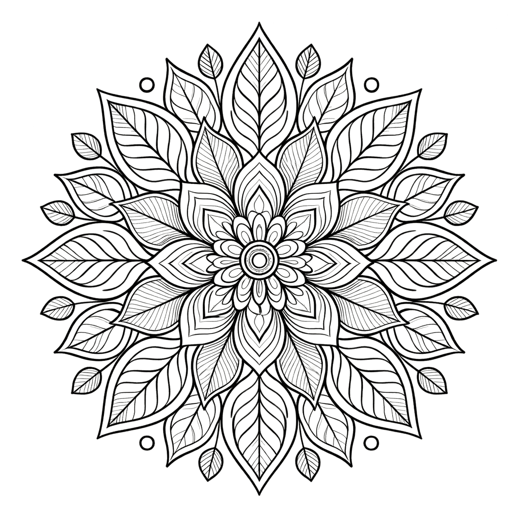 Coloriage Mandala: Feuilles délicates Mandalas