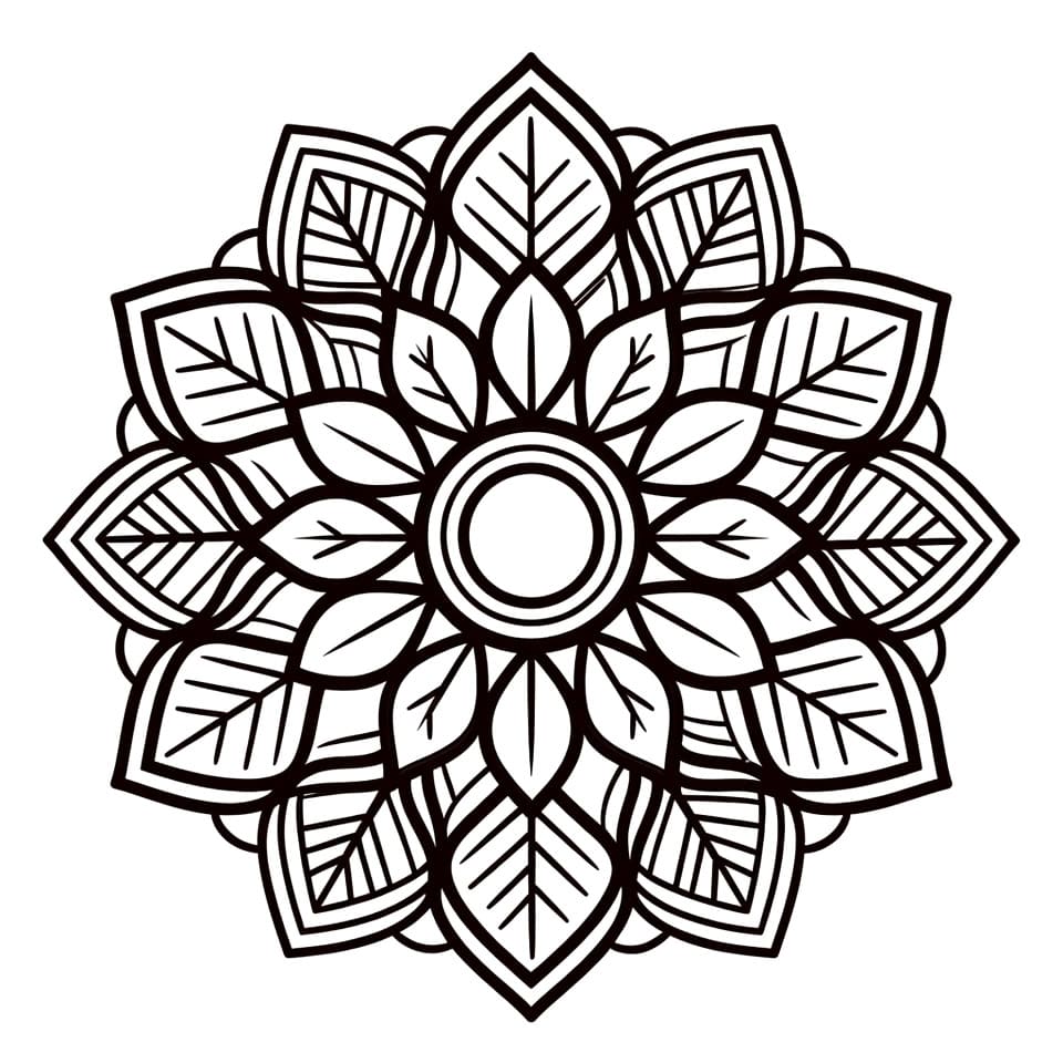 Coloriage Mandala: Feuilles facile Mandalas
