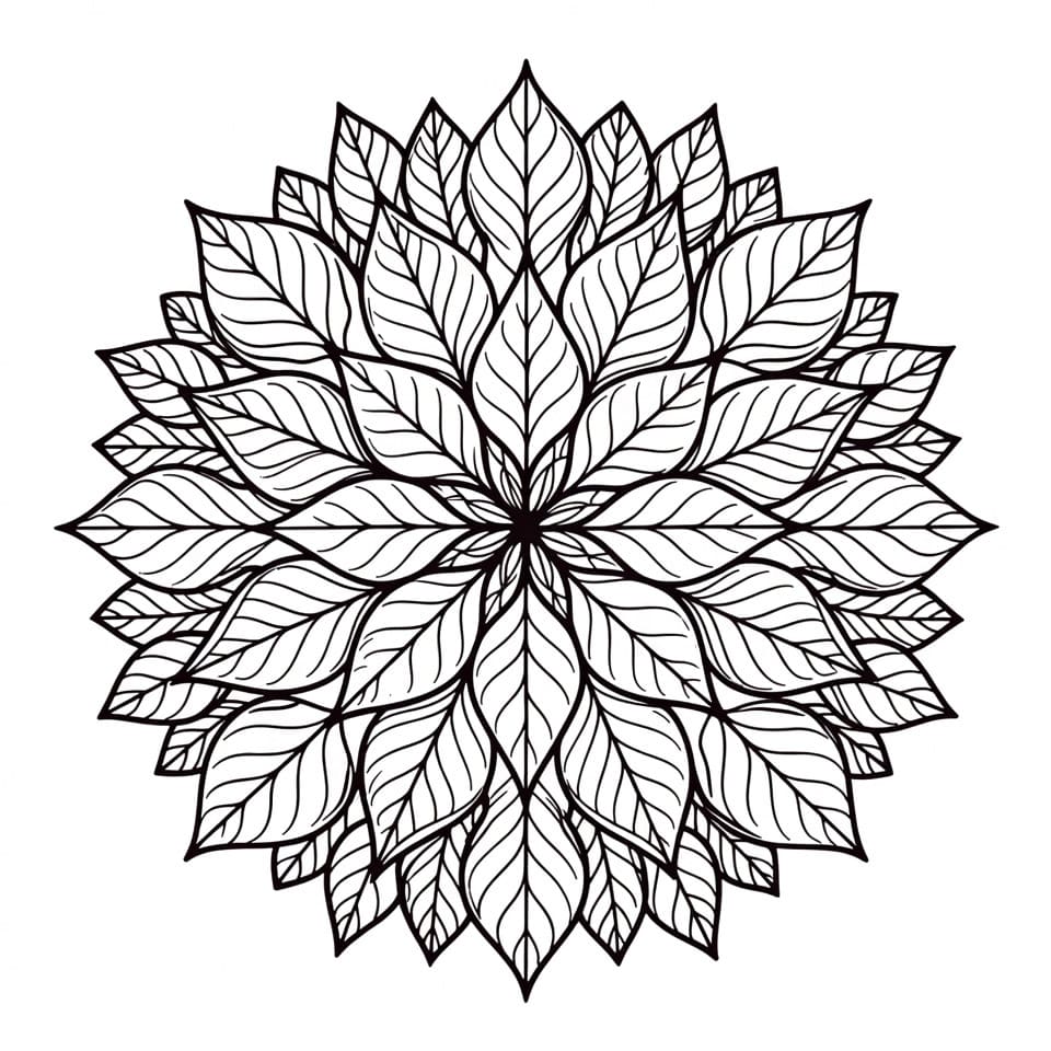 Coloriage Mandala: Feuilles magnifiques Mandalas