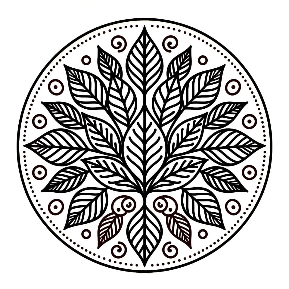 Coloriage Mandala: Feuilles mignonnes Mandalas