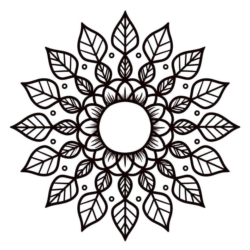 Coloriage Mandala: Feuilles pour enfants Mandalas