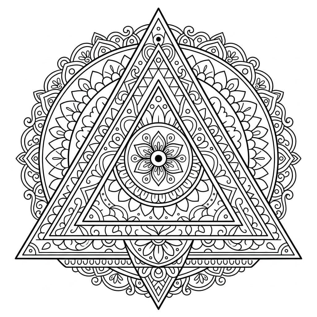 Coloriage Mandala: Magnifique triangle Mandalas