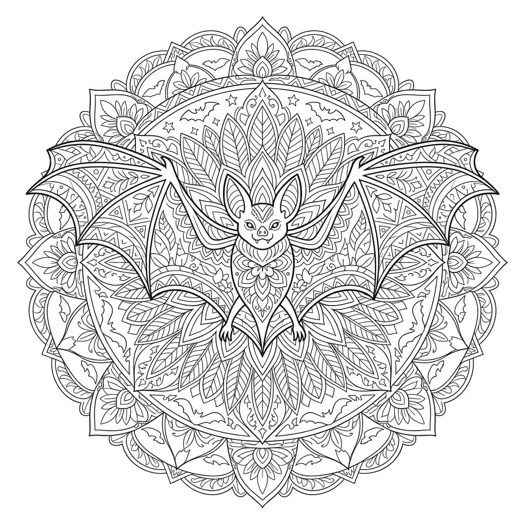 Coloriage Mandala Chauves-souris Mandalas