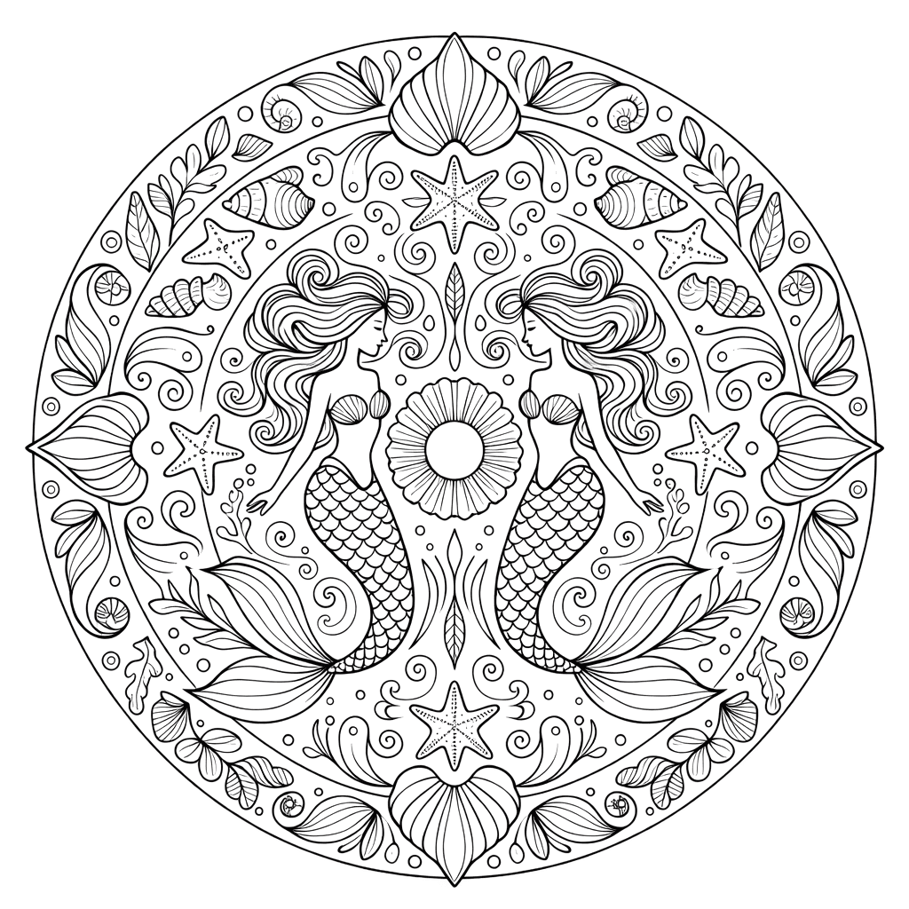 Coloriage Mandala Sirènes Mandalas